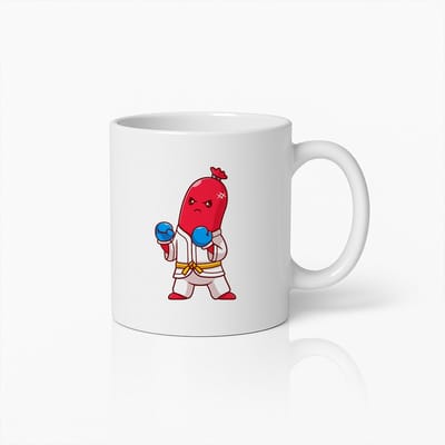 Grappige Bokszak Worst Mok – Unieke Cartoon Koffiebeker – Humoristisch Cadeau voor Foodies en Sportfans