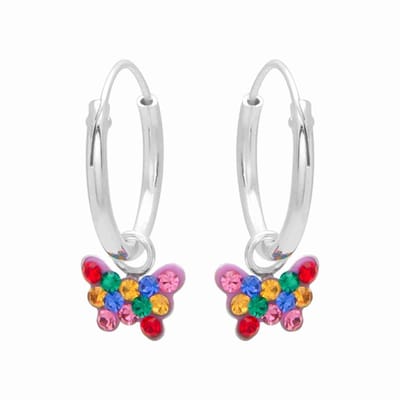 WeLoveSilver - Zilveren oorbellen meisjes - Vlinder met kristallen