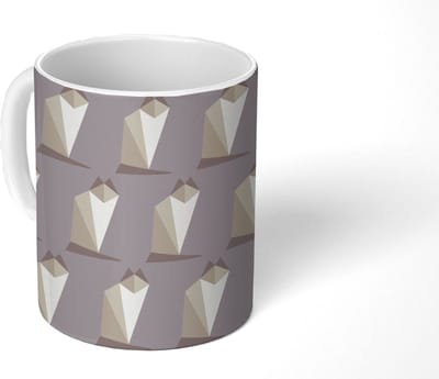 Mok - Koffiemok - Origami - Kat - Patronen - Mokken - 350 ML - Beker - Koffiemokken - Theemok