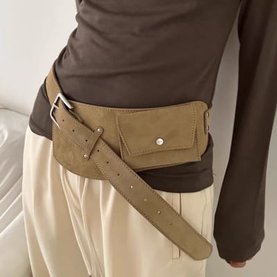 Suède Riem met Tas Dames - Cognac Bruin Decoratieve Ceinturtasje - Modieus Accessoire