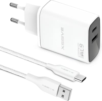 Adaptive Fast Charge Set - 1 Meter - USB naar USB-C Kabel - USB-C & USB-A Poort - Super Snellader