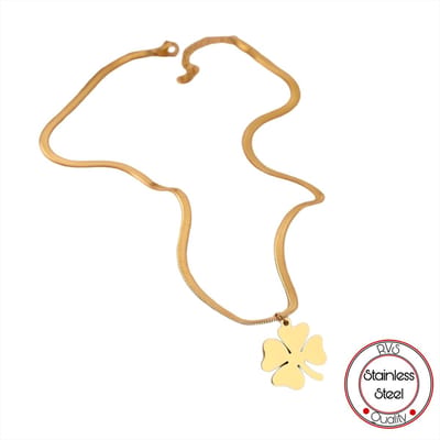 RVS klaver Ketting 40 cm Goudkleur | Geluk | Klavertje vier | Cuban Link Ketting | Goudkleurig | 5mm | Dames Cadeau |
