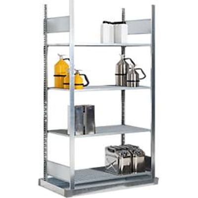Asecos Gevaarlijke stoffen basisstelling REG-B 1054, B 1060 x D 525 x H 2000 mm, met opvangbakbodem 32 l en 4 stalen roosterlegborden