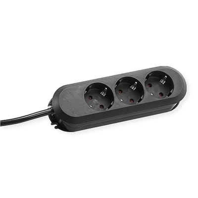BACHMANN SMART stekkerdoos 3x geaard contact, zwart, 3 m