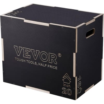 Boîte de Saut Plyométrique 3 en 1, Boîte Plyo en Bois 24/20/16 Pouces, Plateforme & Boîte d'Agilité de Saut, Boîte d'Étape Anti-Glissement pour Fitness à Domicile