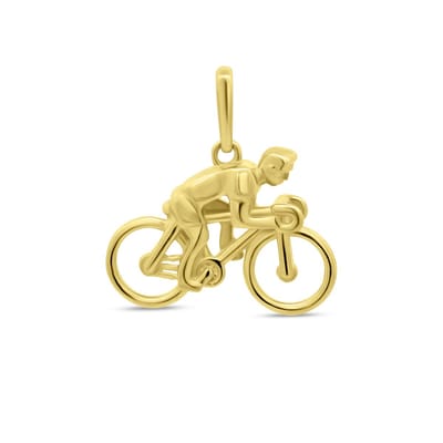 New Bling 9NBSAM-G230381 Gouden Hangertje Fietser - 14 Karaat Bedeltje - Wielrenner 10,8x14,4mm - Goud