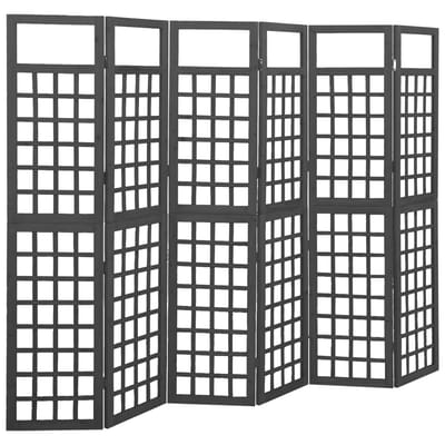 vidaXL - Kamerscherm/trellis - met - 6 - panelen - 242,5x180 - cm - vurenhout - zwart
