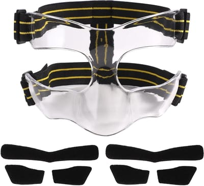 ### Neusbeschermer voor Gebroken Neus 15x9.5cm Verstelbare Neusbeschermer met Vulling Geel Zwart Sports Face Mask Neusbeschermer voor Basketbal Voetbal Honkbal