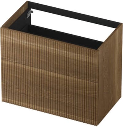 INK® wastafelonderkast 2 laden greeploos push to open echt hout verticaal gefreesd 80x45x65cm, massief eiken aqua