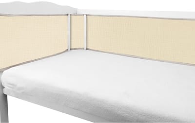 Baby Bed Omrander - Bedbumper Ademend - Hoofdbeschermer Mousseline Beige 180x28 cm