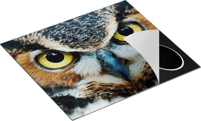 Chefcare Inductie Beschermer Uil Kop met Gouden Ogen - 60x50 cm - Afdekplaat Inductie - Kookplaat Beschermer - Inductie Mat