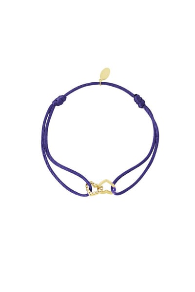 Satin bracelet connected heart - Armband - dark blue - Blauw- Yehwang - hart -Valentijnsdag