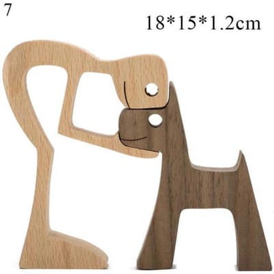 Statue de chien en bois mignon, figurine artisanale, ornement de table de bureau, modèle de sculpture, décoration de chambre à coucher, sculpture pour animaux de compagnie, cadeau de Noël