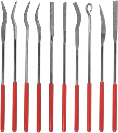 Set van 10 Gebogen Mini Diamant Vijlenset, Professionele Naaldvijlen voor Houtbewerking, Keramiek en Metaalbewerking