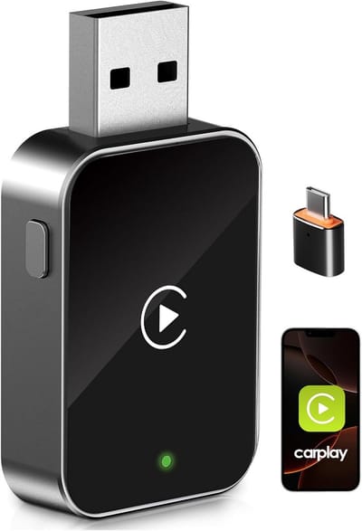 Draadloze Carplay-adapter voor CarPlay, converteren van bekabeld naar draadloos met USB & Type-C