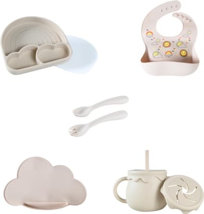 Sproudsy Serviesset Clouds - Kinderservies - Kraamcadeau - Baby - 5-delig - Sand