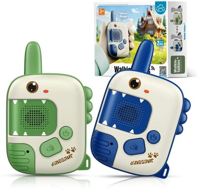 Namajunas - Walkie Talkie voor Kinderen - Kinderspeelgoed 3-12 jaar - Dinasauri-speeltje - Buitenspellen voor kinderen - Kampeercadeau - Jongen Meisje - Buitenspelen - blauw en groen