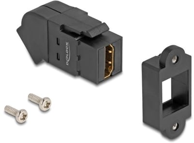 HDMI haaks (45°) Keystone module | met inbouwframe | HDMI2.1 (8K 60Hz + HDR) | zwart