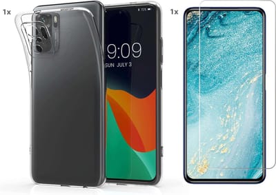Screenprotector geschikt voor Xiaomi Redmi Note 10 5G Transparant Hoesje Met Glas Screenprotector - Xiaomi Redmi Note 10 5G case - Xiaomi Redmi Note 10 5G backcover - Ntech hoesje