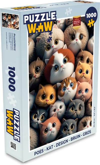 Puzzel Poes - Kat - Design - Bruin - Grijs - Kids - Legpuzzel - Puzzel 1000 stukjes volwassenen