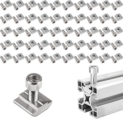 Set van 50 M5 Groefbouten van Koolstofstaal met T-Groefmoeren en Inbusschroeven voor Aluminium Profielen en Constructies