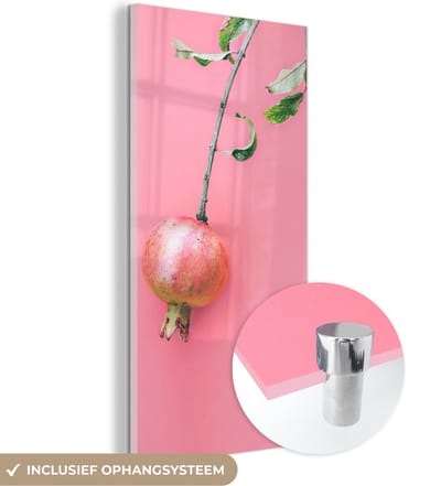 MuchoWow® Glasschilderij 20x40 cm - Schilderij acrylglas - Planten - Zomer - Roze - Foto op glas - Schilderijen