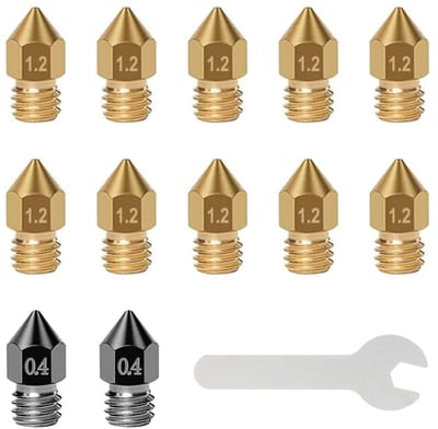 Allecto - 3D-printersproeiers - MK8 spuitmonden - Hoogwaardige materialen - 2 x 0,4 mm - Gehard staal - Messing spuitmonden - Geschikt voor Anycubi...