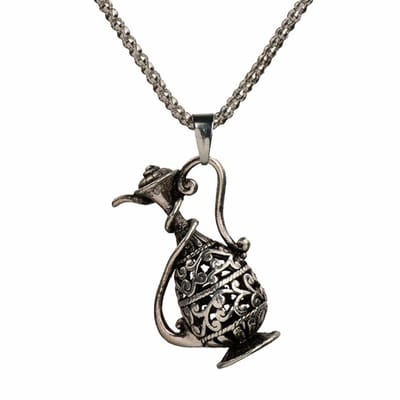Fako Bijoux® - Ketting - Koffiepot - 3D - 38x50mm - Zilverkleurig