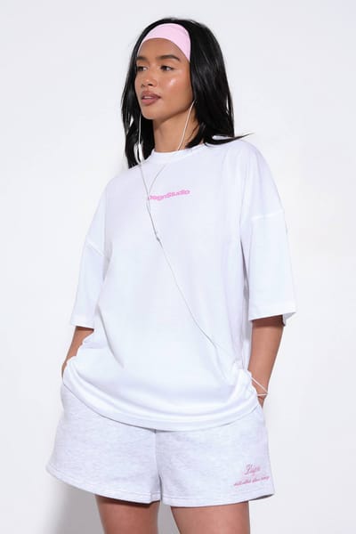 Dames Dsgn Studio Oversized T-shirt Met Bloemenprint | White | Maat: XL