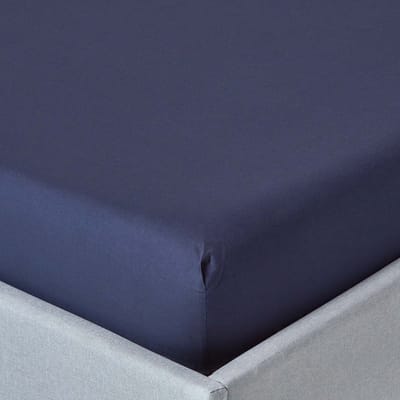 Homescapes Hoeslaken 140x190 cm – Marineblauw – 100% Egyptisch Perkal Katoen – 200 TC – Extra Diep 46 cm