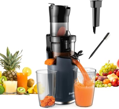 VIEMAE Slowjuicer - Sapcentrifuge - Sapmachine - Coldpress juicer - Geschikt voor grote stukken groenten en fruit - BPA-vrij
