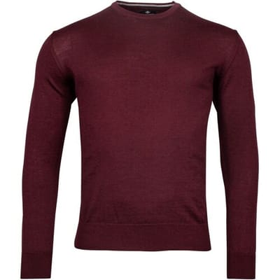 Baileys Trui Crew Neck Pullover Single Knit Uni Merino Bordeaux / male