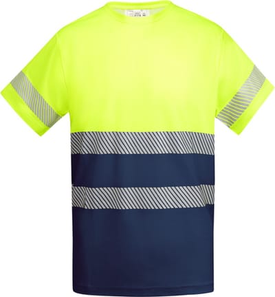 Roly T-Shirt Tauri RY9317 - Navy Blue 55/Fluor Yellow 221 - XL