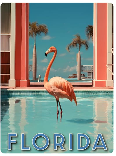 Signs USA - wandbord - dibond - Flamingo Florida - 60 x 45 cm