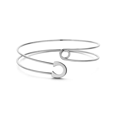 MIASOPHIA 4-MS22048 Stalen Bangle Veiligheidspeld - 61x55mm - 1cm Breed - Staal - Zilverkleurig