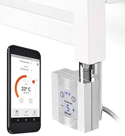 Verwarmingspatroon voor badkamerradiator met app-besturing - Elektrisch verwarmingselement voor handdoeken - 1000 Watt Chroom