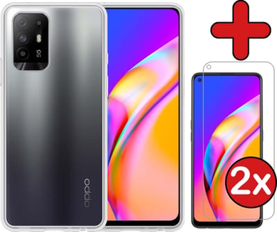 Hoesje - Met 2x Screenprotector - Geschikt voor OPPO A94 5G - Sterk & Shockproof - Telefoon Hoes - Back Cover - Siliconen Case - Telefoonhoes - Transparant