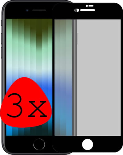 Screenprotector - 3 Stuks Geschikt voor Apple iPhone SE (2022) - Privacy Filter - Beschermglas - Gehard Glas - Tempered Glass - Screen Protector