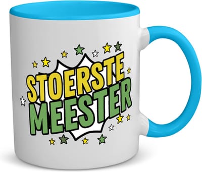 Akyol - stoerste meester koffiemok - theemok - blauw - Meester - beste meester - school - verjaardagscadeau - afscheidscadeau - kado - 350 ML inhoud