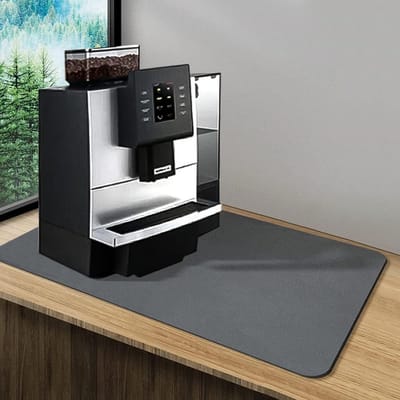 Afdruipmat, afdruipmat, tampermat, siliconen, antislip, sneldrogend, droogmat, barmat voor keuken, koffiezetapparaat, placemat, klein, 30 x 40 cm (zwart)