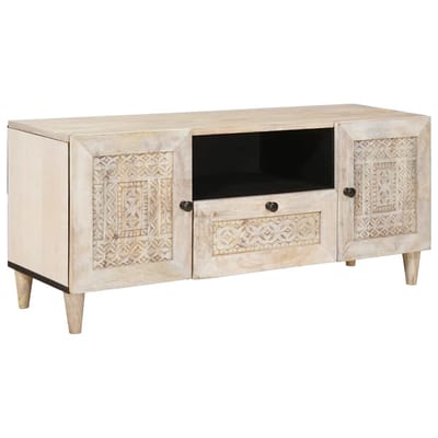 vidaXL - TV - Eenheden - met - lade - Wit - 105 - x - 33 - x - 46 - cm - Bewerkt - hout