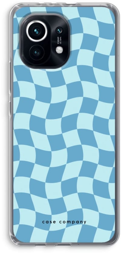 Case Company® - Hoesje geschikt voor Xiaomi Mi 11 hoesje - Grid Blauw - Soft Cover Telefoonhoesje - Bescherming aan alle Kanten en Schermrand