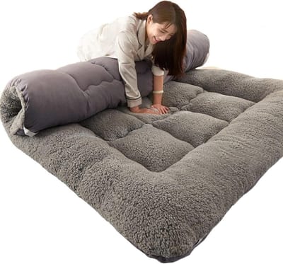 Japanse futon matras - Draagbaar slaapkussen - Ruimtebesparend slapen - Antislip ontwerp - 90x200 cm - Grijs