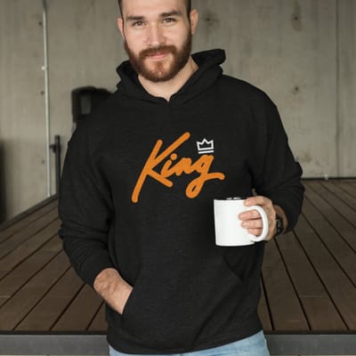 Zwarte Koningsdag Hoodie King Crown 2 Kleuren - Maat XS - Uniseks Pasvorm - Oranje Feestkleding
