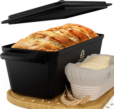 Gietijzeren Broodbakvorm met Deksel en Fermentatiemand - Ideaal voor Broodbakken en Bakaccessoires