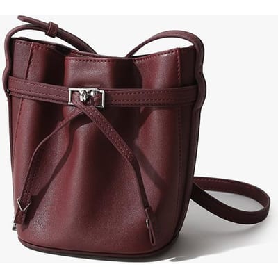 Leren Tas met Trekkoord Hoge Kwaliteit Leren Schoudertas voor Dames Retro Commuter Crossbody Tas black
