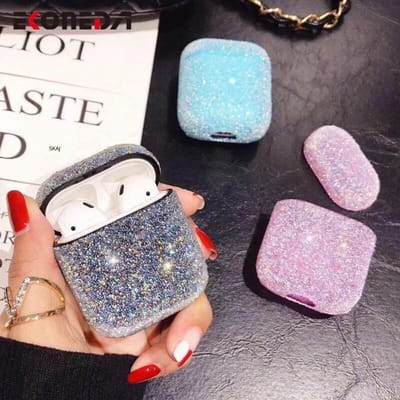 Cover Case geschikt voor Airpods Apple  - Swarovski Stenen - Beschermhoes - Geschikt Voor Airpods 1 / 2 - Zwart