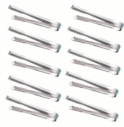 Mini Serveertangen van RVS voor IJs, Snoep, Brood en Taart - Set van 10 Stuks voor Feestjes en Barbecues