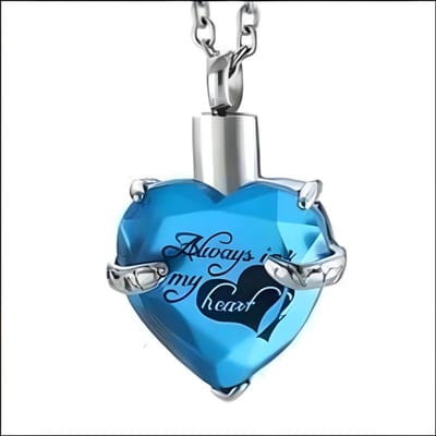 Aramat Jewels | Gedenkhangers | Turquoise Stalen Ashanger Hart – RVS Gedenksieraad Zonder Ketting | | | |20mm | Staal | Volwassenen | Verkleurd niet
