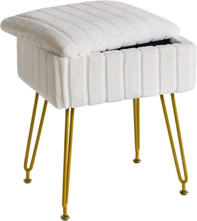 CLVP® Make up Stoel - Kaptafel Kruk - Visagie - Wit en Goud